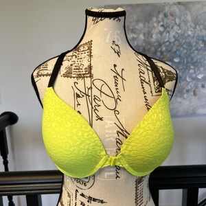NWOT Victoria's Secret Yellow/Black Pigeonnant, Front Closure Bra, Size‎ 34DD
